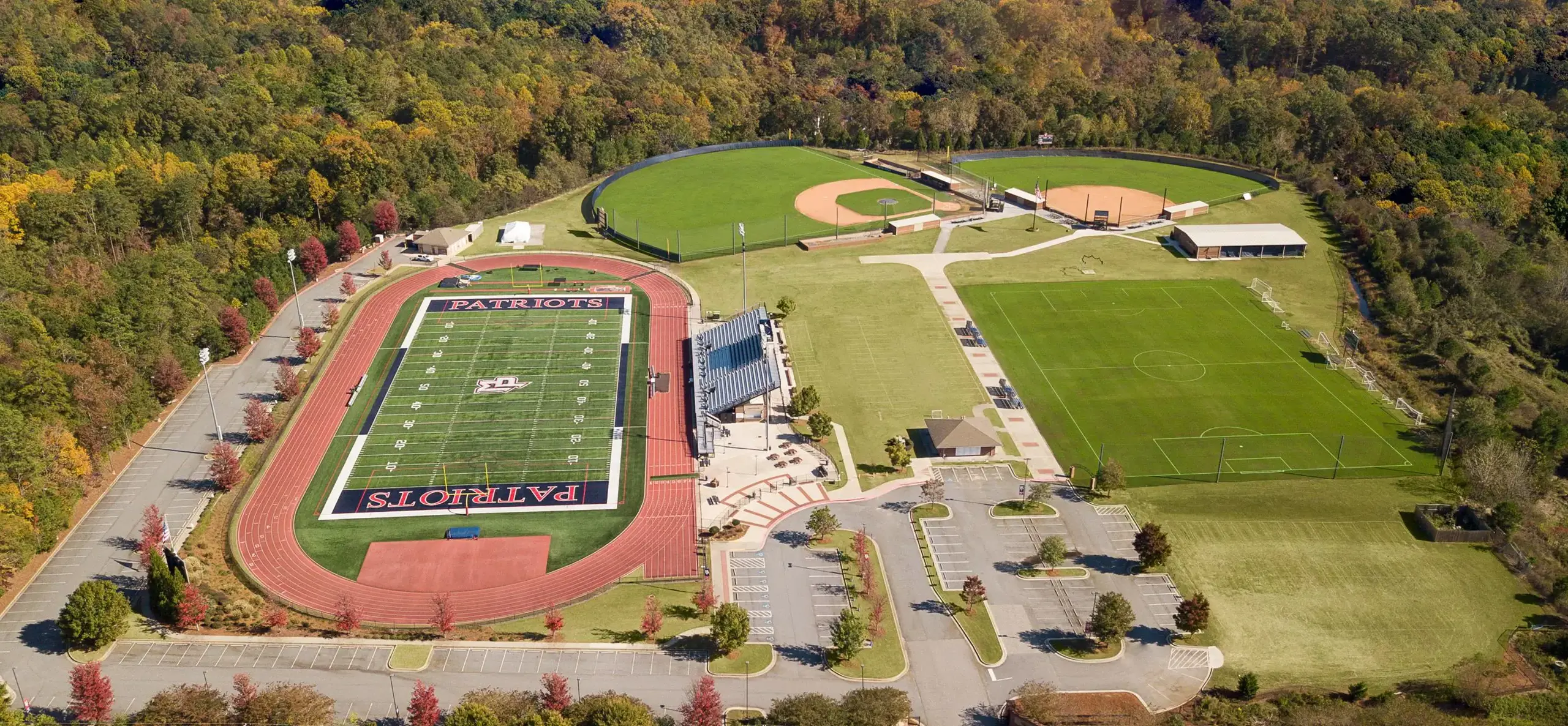 Aerial shot of athletics campus