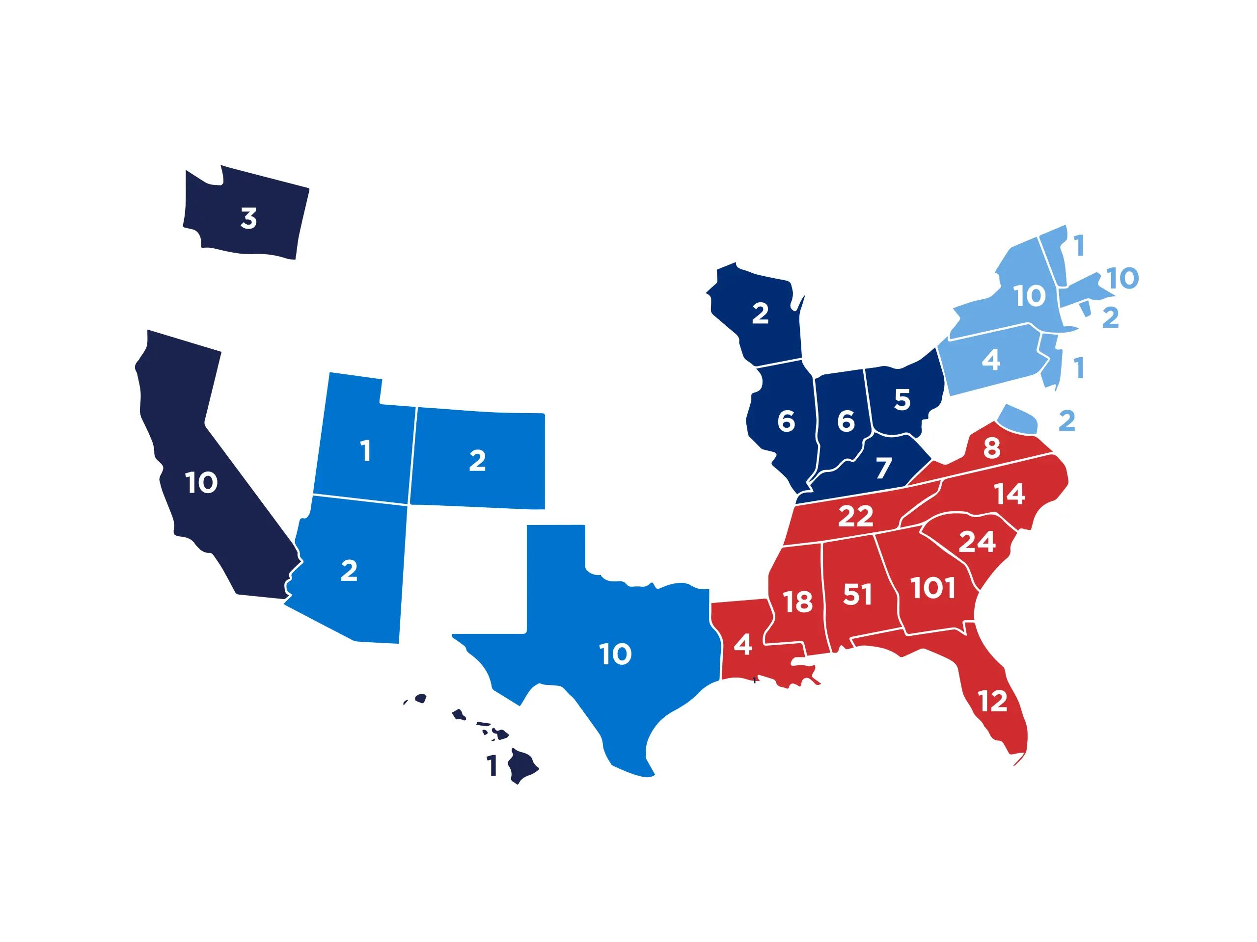 Matriculation map spanning several states