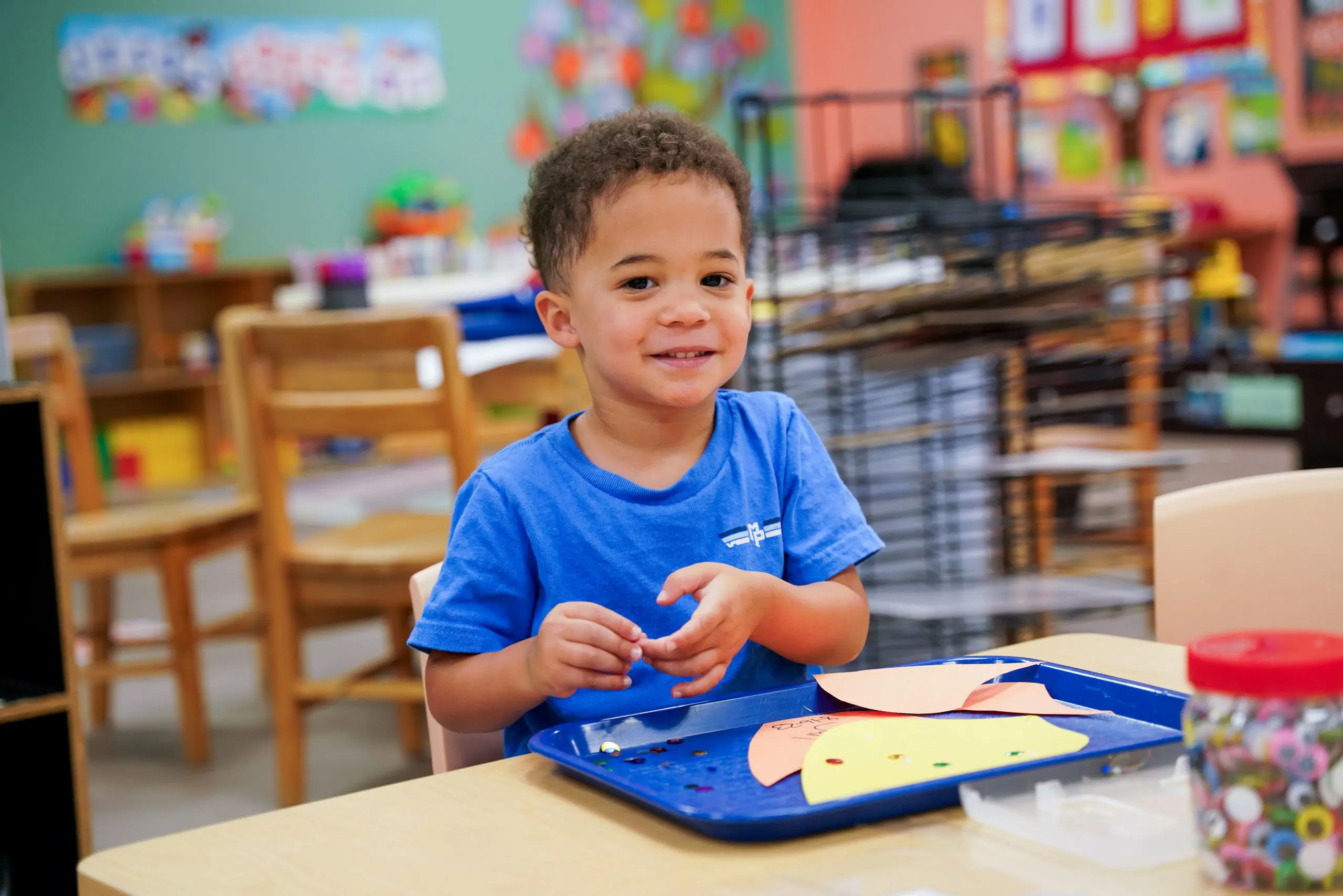 Young child at crafting table