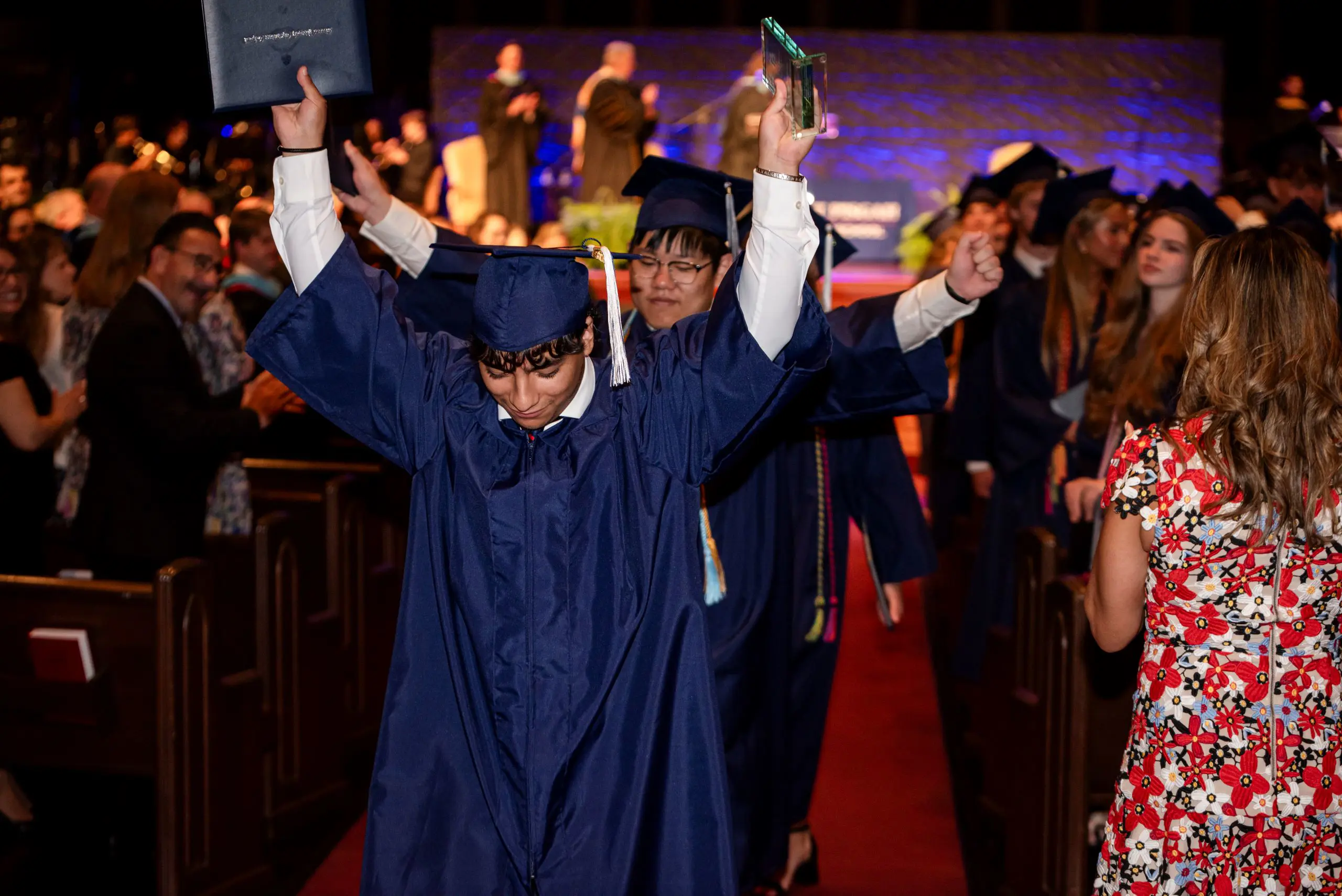 Students at graduation ceremony