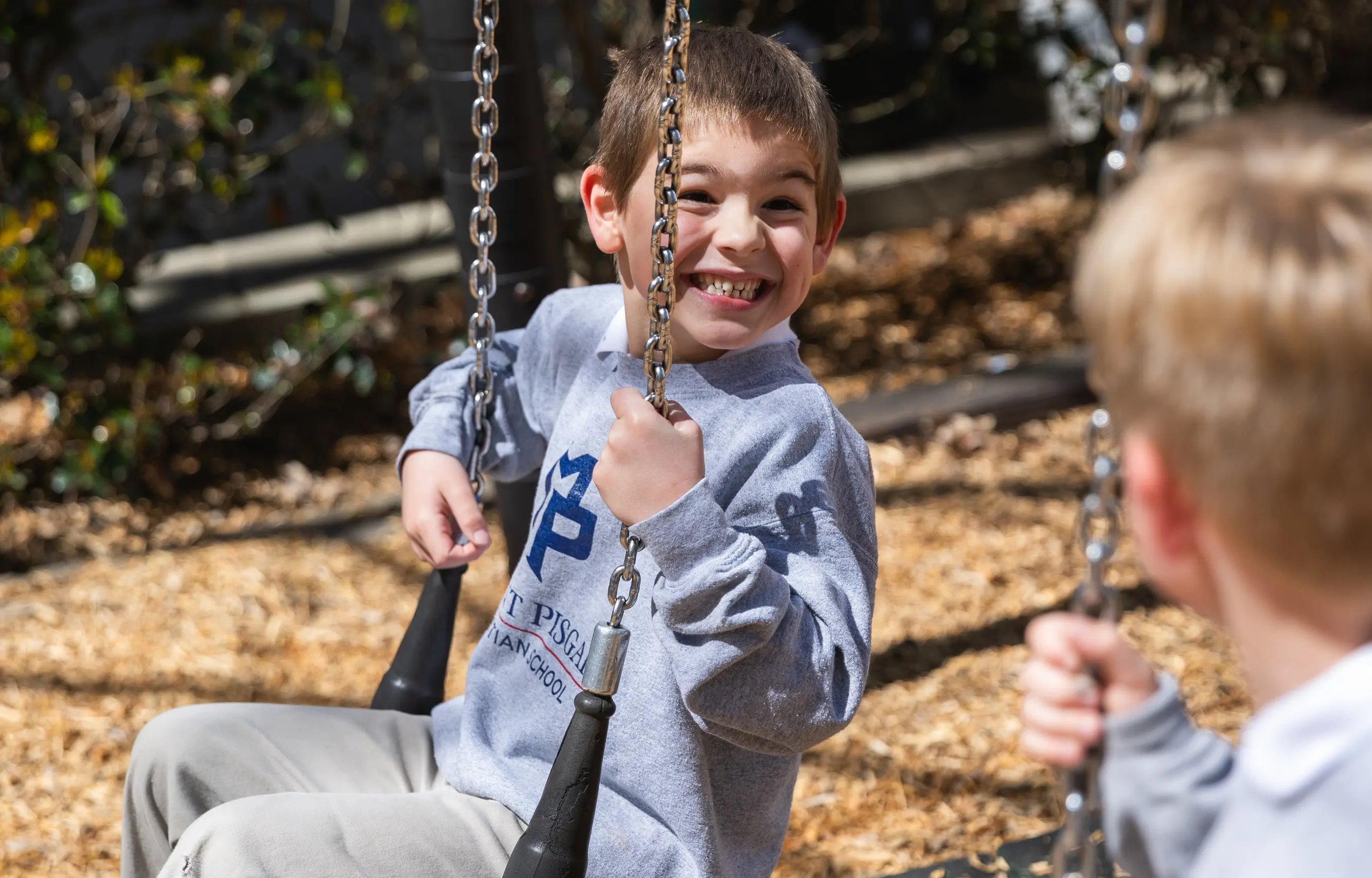 Smiling child on swing